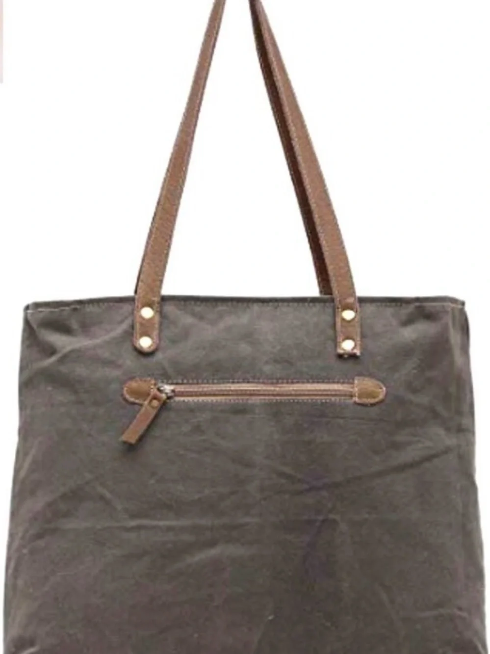 Myra Bag Mint Patterned Tote with Brown Straps and Cowhide Accents